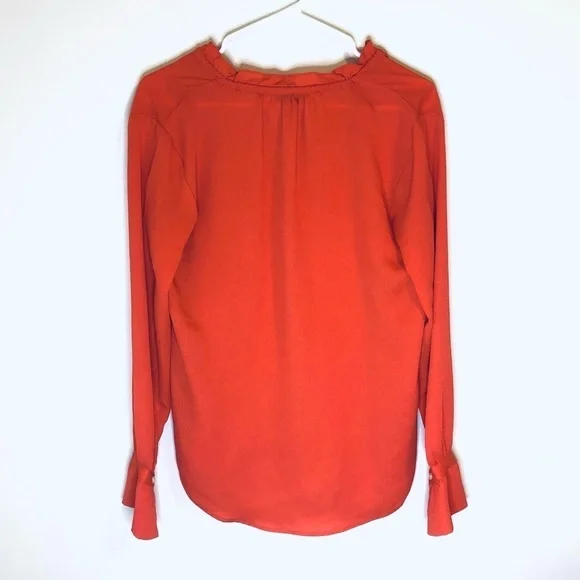 2/$30 Ann Taylor - Coral Long Sleeve Ruffle Tie Neck Blouse Size: XS - Picture 7 of 8